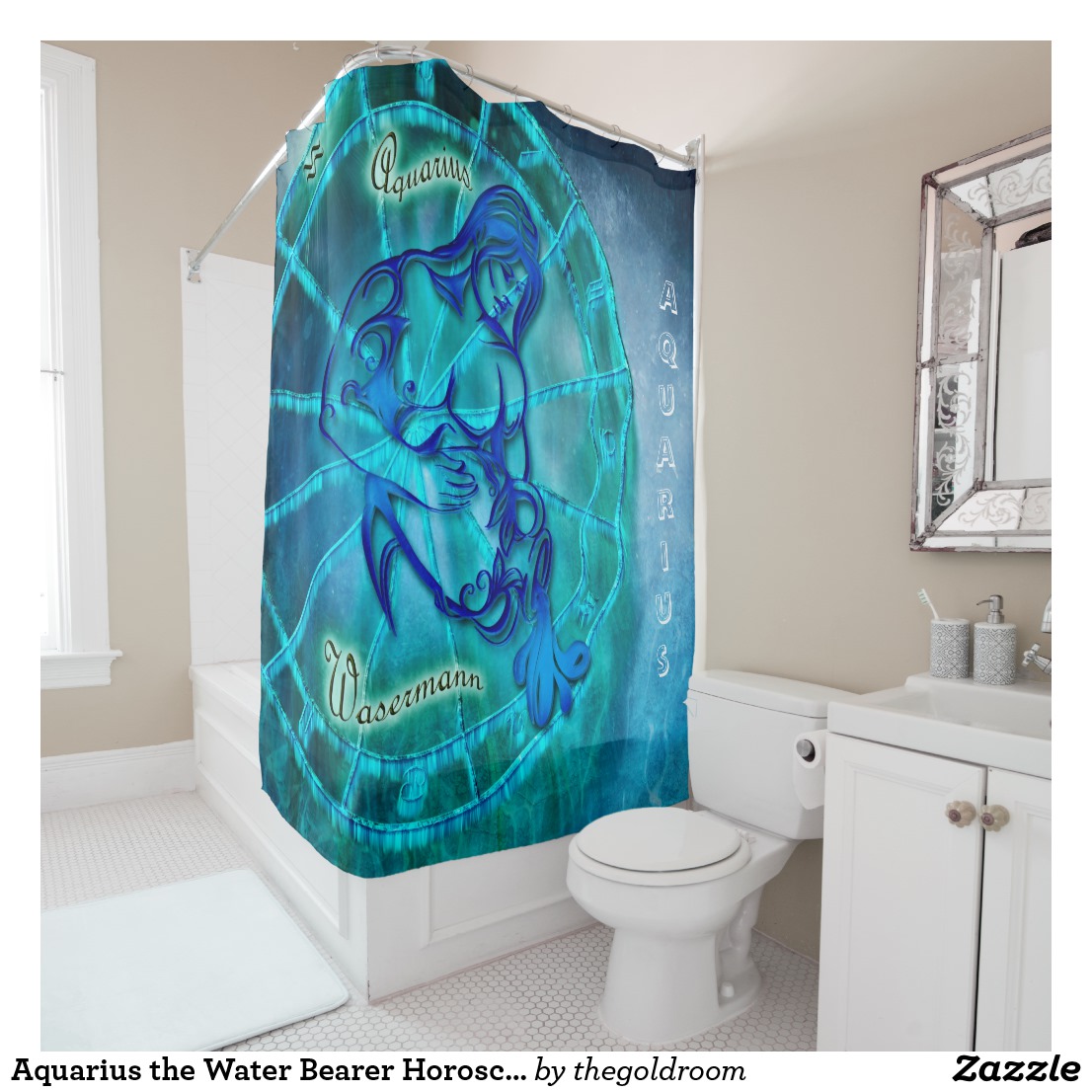 Aquarius the Water Bearer Horoscope Shower Curtain