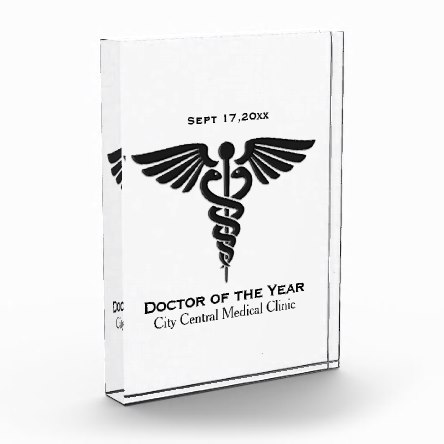 Medical Insignia Caduceus Trophy Acrylic Award