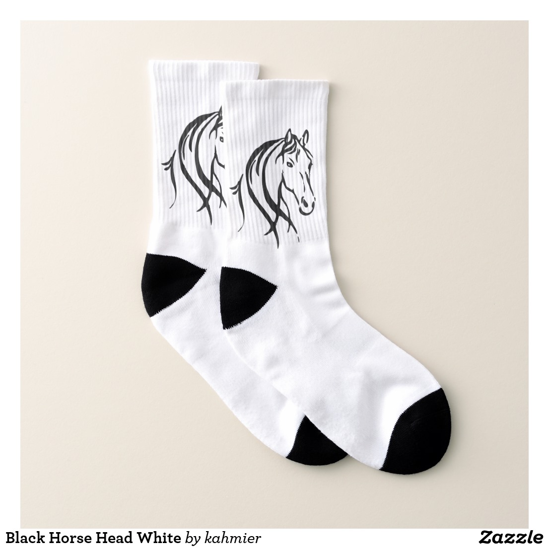 Black Horse Head White Socks