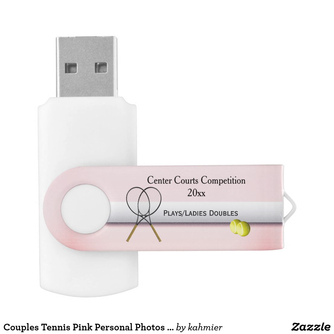 Couples Tennis Pink Personal Photos / Files Flash Drive