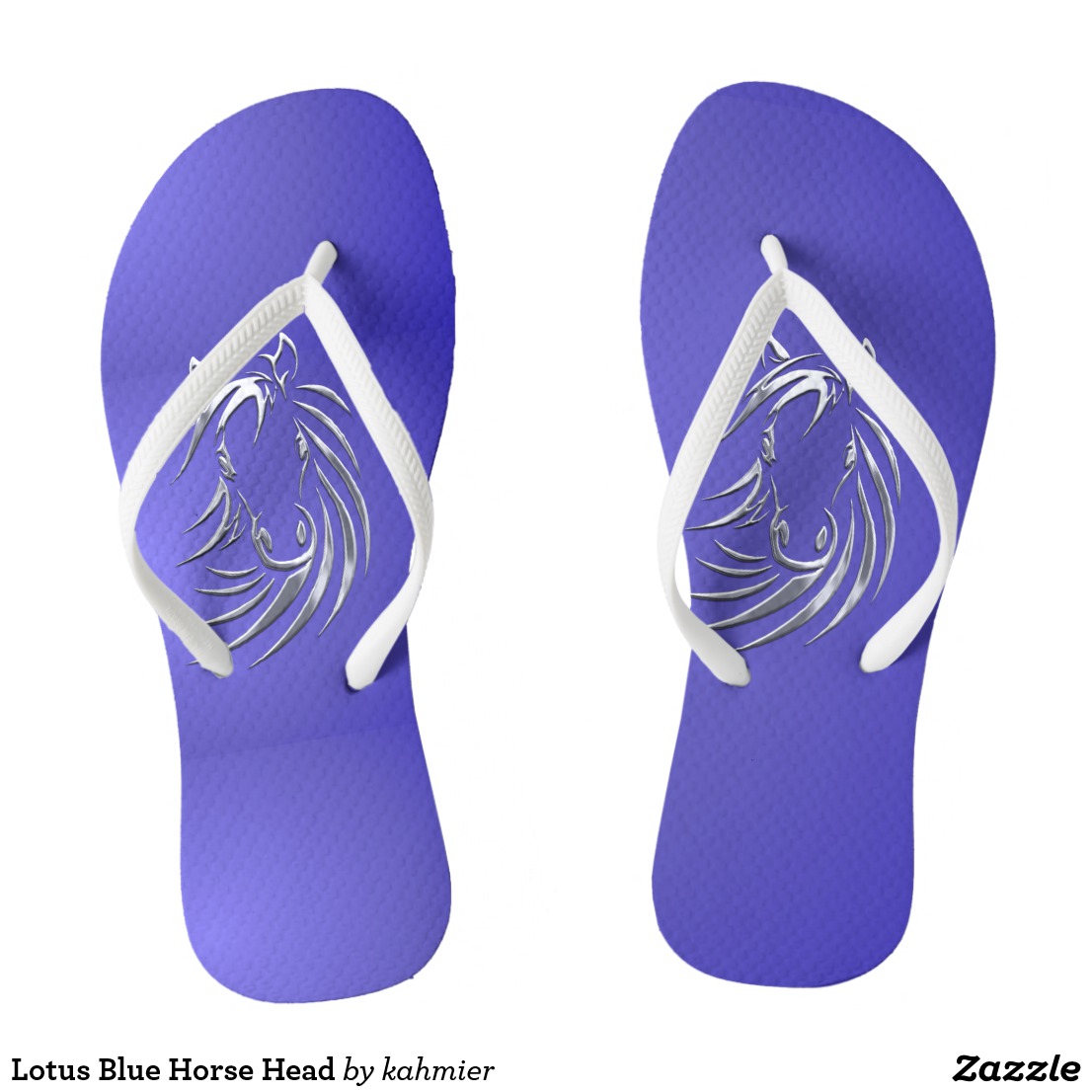 Lotus Blue Horse Head Flip Flops