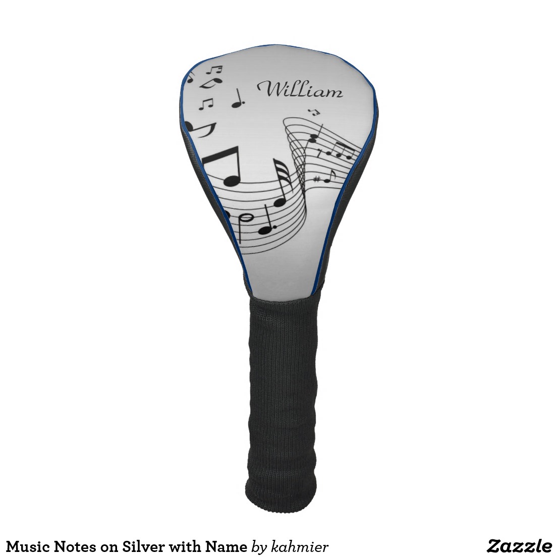 Music Notes on Silver with Name Golf Head Cover