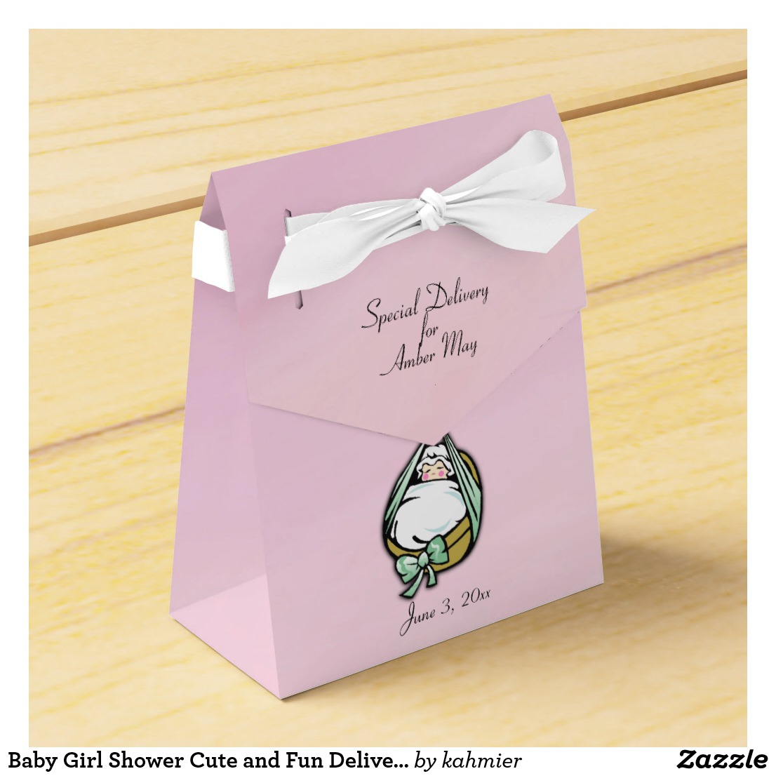 Baby Girl Shower Cute and Fun Delivery Stork Favor Box