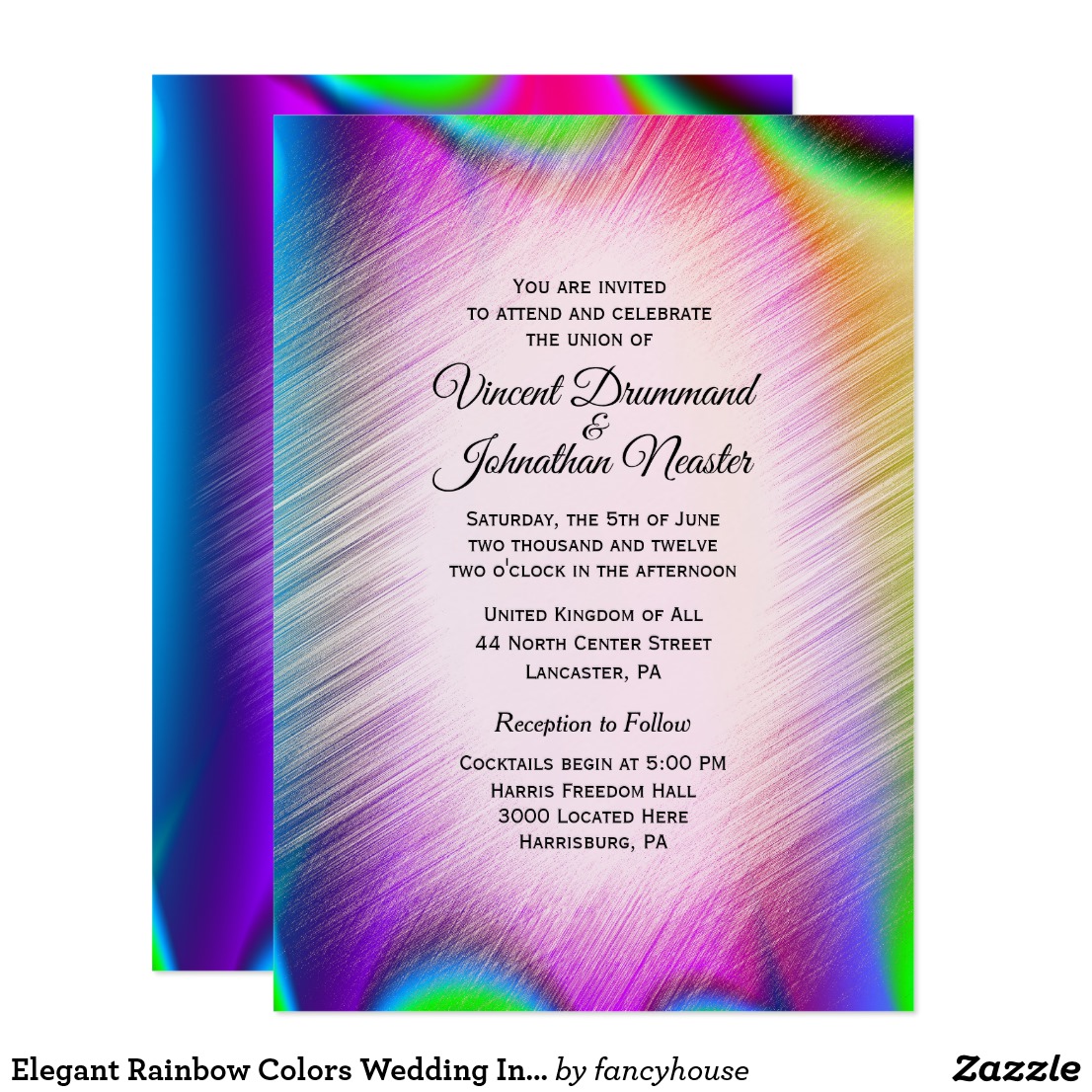 Elegant Rainbow Colors Wedding Invitations