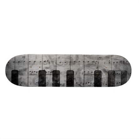 Cool antique grunge effect piano music notes skateboard deck