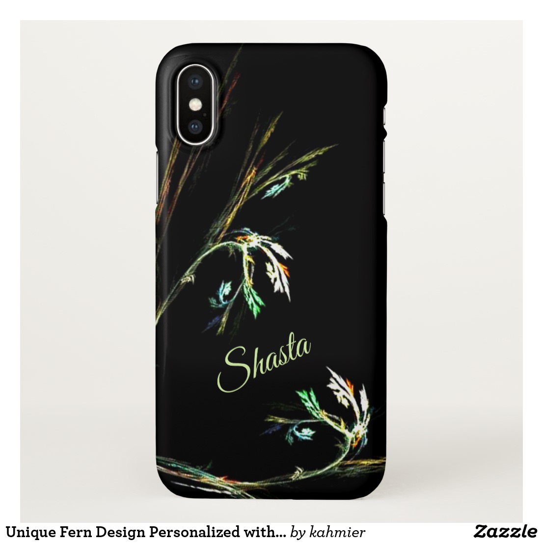 Unique Fern Design Personalized with Name iPhone Case