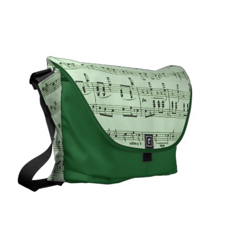 Green Sheet Music Messenger Bag
