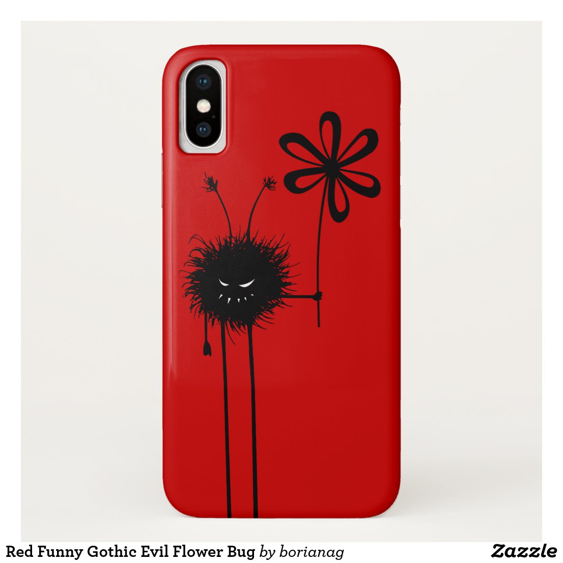 Red Funny Gothic Evil Flower Bug Case-Mate iPhone Case