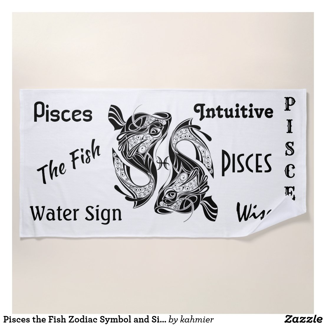 Pisces the Fish Zodiac Symbol and Sign Beach Towel
